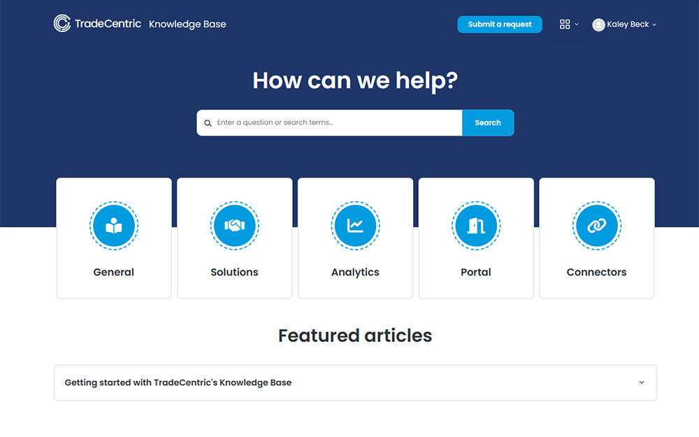 Knowledge Base screen